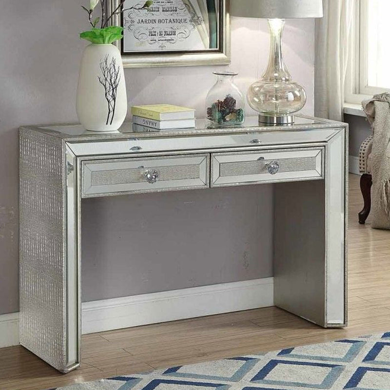 Sofia Silver Mirrored 2 Drawers Console Table by Lavishway | Hallway Console Table-23827
