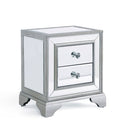 Sofia Silver Mirrored 2 Drawers Bedside Table by Lavishway | Bedside Tables-24042