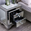 Sofia Silver Mirrored 2 Drawers Bedside Table by Lavishway | Bedside Tables-24040
