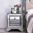 Sofia Silver Mirrored 2 Drawers Bedside Table by Lavishway | Bedside Tables-24039