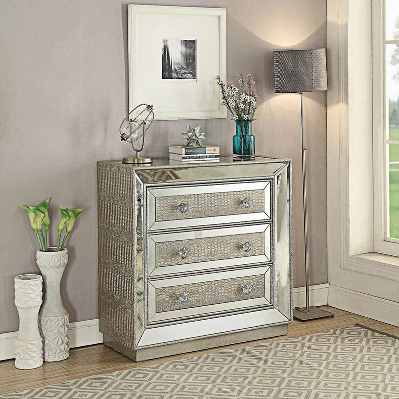 Sofia Silver Mirrored 3 Drawers Chest by Lavishway | Chest Of Drawers-23938