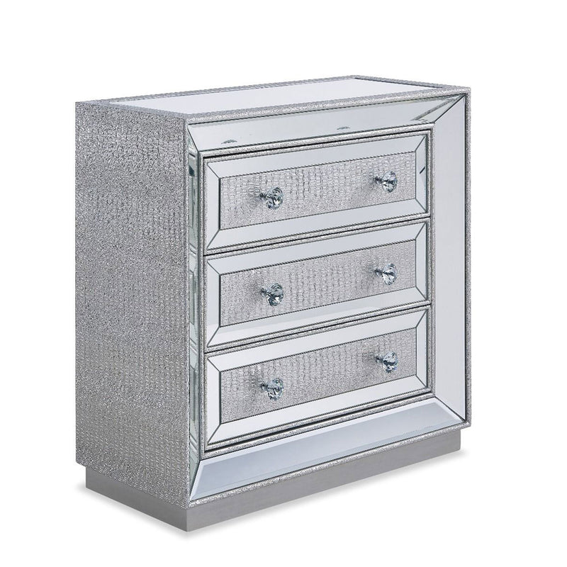 Sofia Silver Mirrored 3 Drawers Chest by Lavishway | Chest Of Drawers-23942