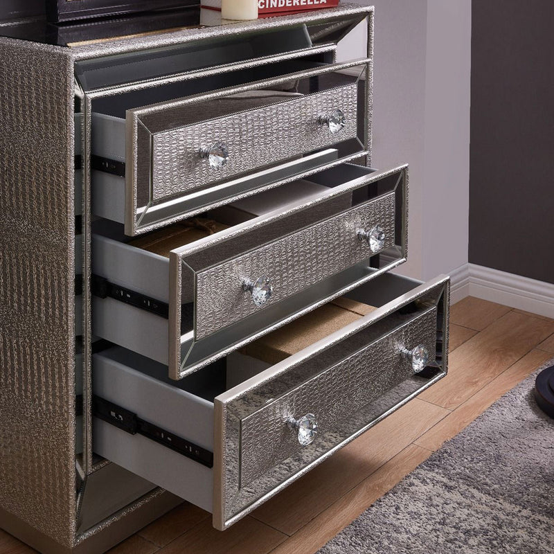 Sofia Silver Mirrored 3 Drawers Chest by Lavishway | Chest Of Drawers-23941