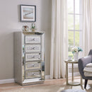 Sofia Tall Silver Mirrored 5 Drawer Chest by Lavishway | Chest Of Drawers-23879