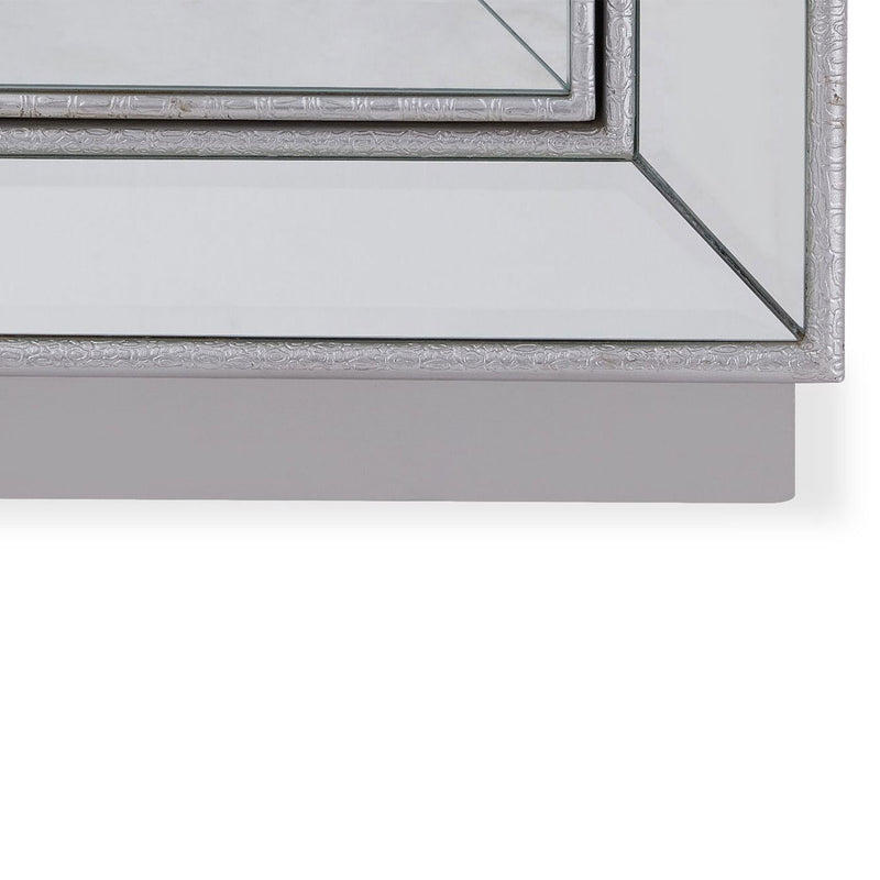 Sofia Tall Silver Mirrored 5 Drawer Chest by Lavishway | Chest Of Drawers-23888