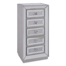 Sofia Tall Silver Mirrored 5 Drawer Chest by Lavishway | Chest Of Drawers-23881