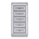 Sofia Tall Silver Mirrored 5 Drawer Chest by Lavishway | Chest Of Drawers-23882