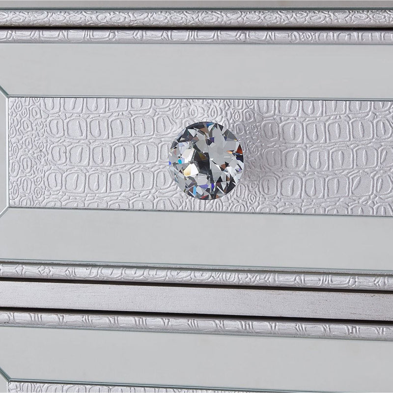 Sofia Tall Silver Mirrored 5 Drawer Chest by Lavishway | Chest Of Drawers-23885