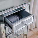Sofia Tall Silver Mirrored 5 Drawer Chest by Lavishway | Chest Of Drawers-23883