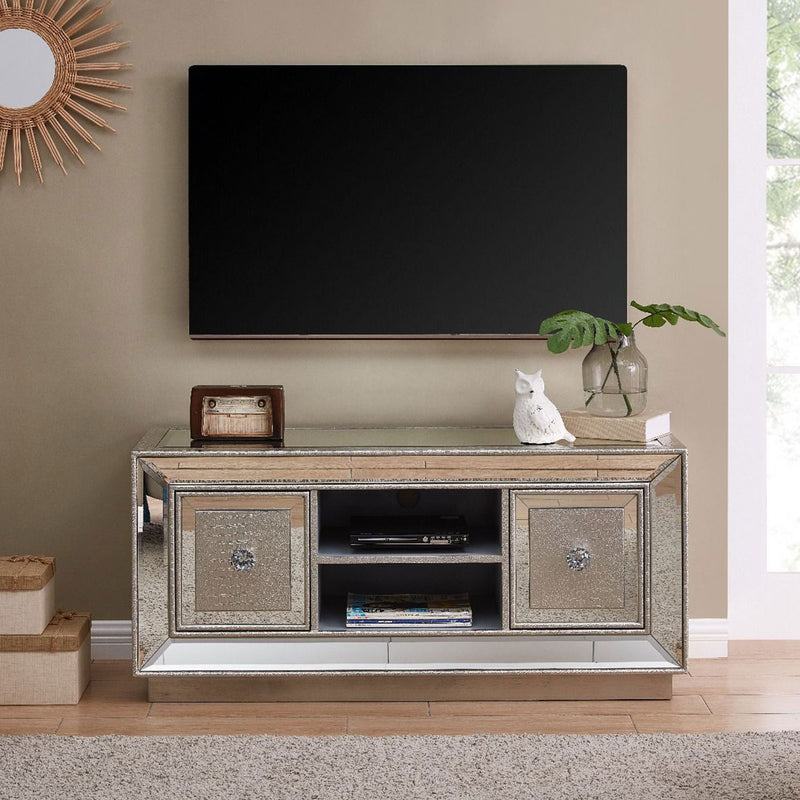 Sofia Silver Finish Glass TV Unit by Lavishway | TV Units Cabinets-23786
