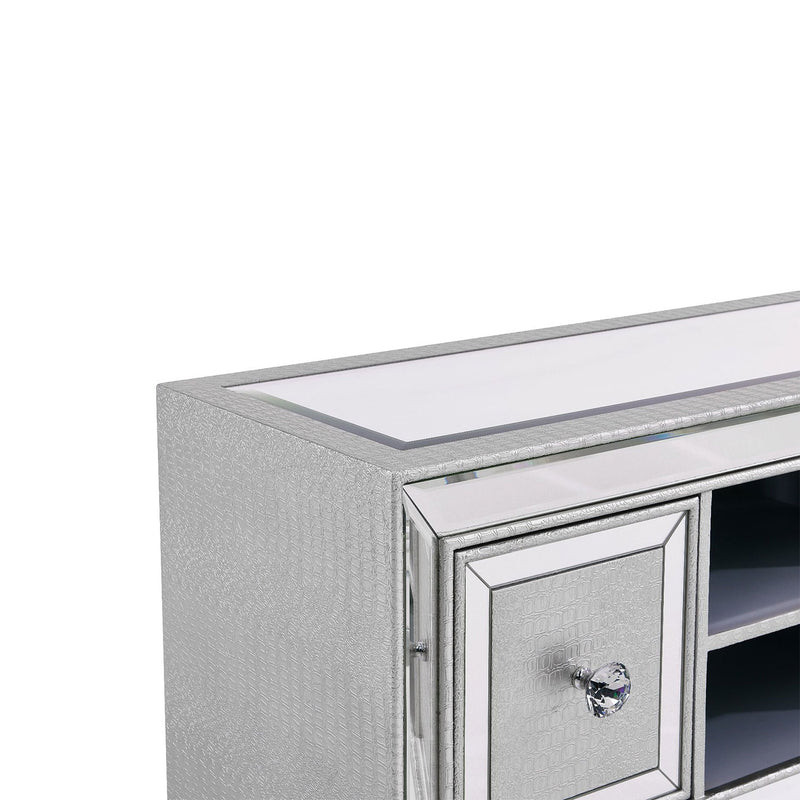 Sofia Silver Finish Glass TV Unit by Lavishway | TV Units Cabinets-23793