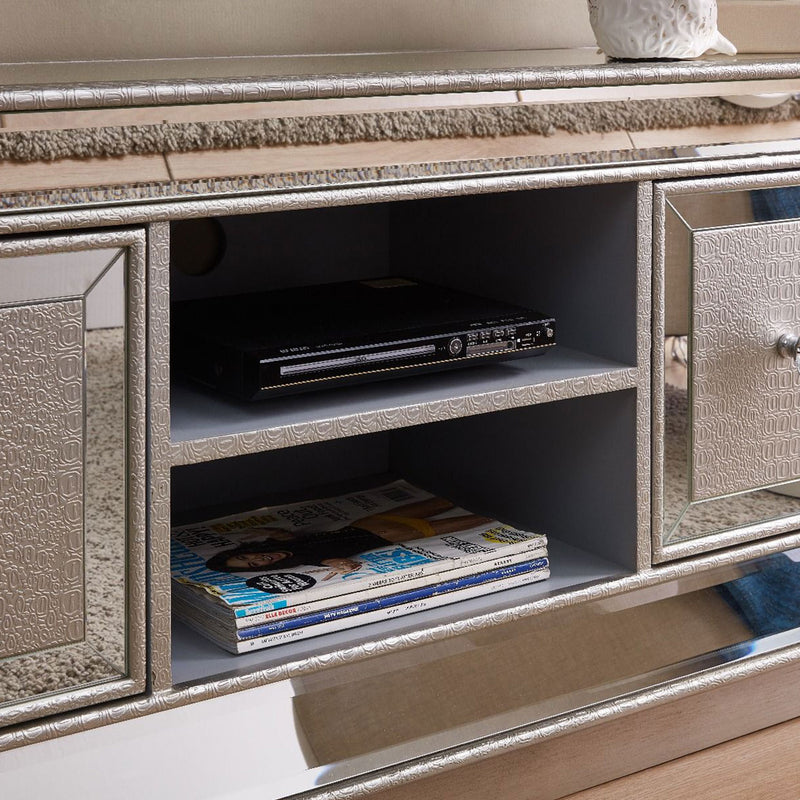 Sofia Silver Finish Glass TV Unit by Lavishway | TV Units Cabinets-23788