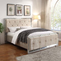 Sofia Low Foot End Velvet & Mirrored Bed by Lavishway | Velvet Bed-23878