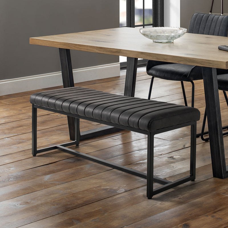 Soho Antique Black Faux Leather Dining Bench by Lavishway | Dining Benches-60765