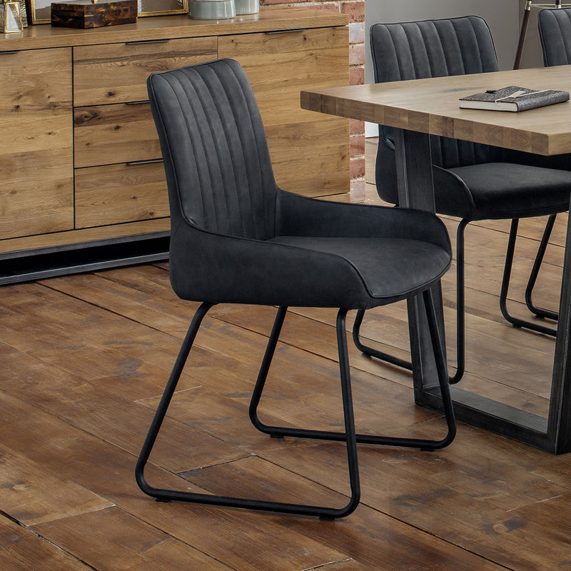 Soho Antique Black Faux Leather Dining Chair by Lavishway | Dining Chairs-60760