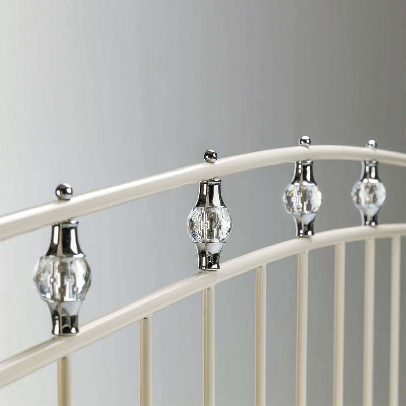 Sophie Stone White Metal Bed Frame by Lavishway | Metal Beds-60728