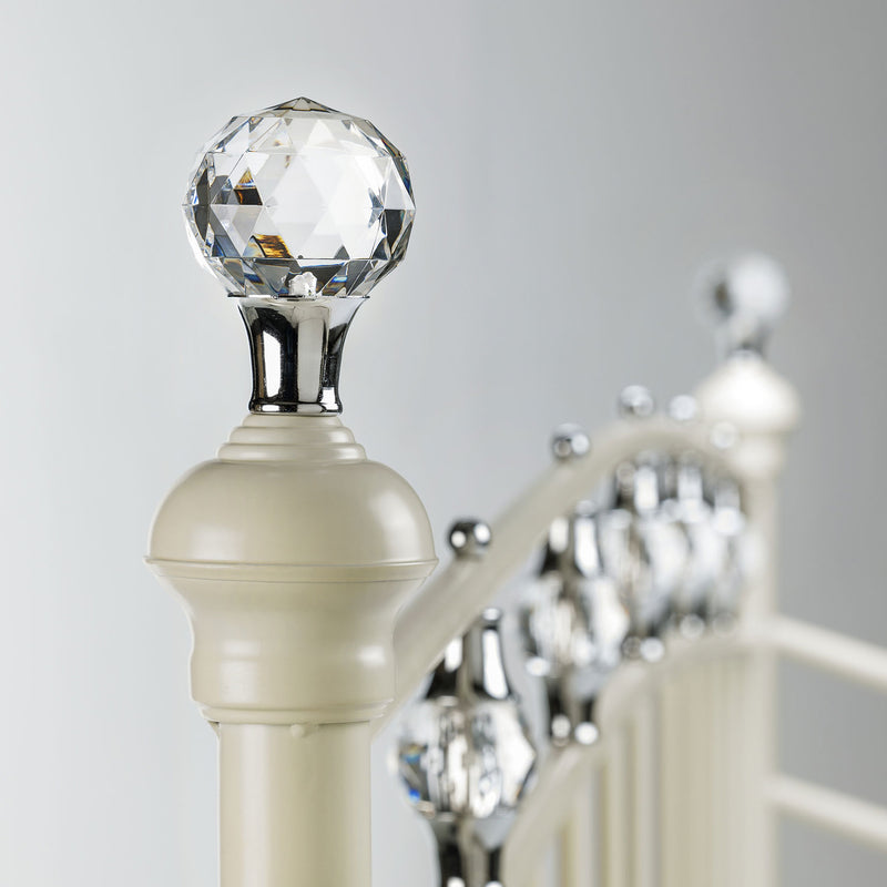 Sophie Stone White Metal Bed Frame by Lavishway | Metal Beds-60727