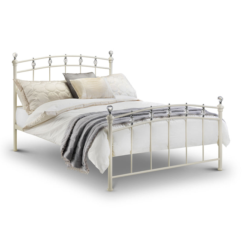 Sophie Stone White Metal Bed Frame by Lavishway | Metal Beds-60726