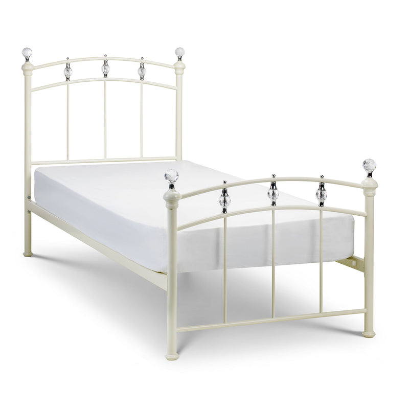 Sophie Stone White Metal Bed Frame by Lavishway | Metal Beds-60725