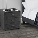 Sorrento Fabric 3 Drawers Bedside Table by Lavishway | Bedside Tables-60689