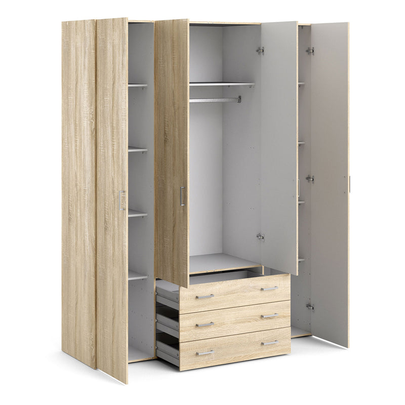 Space Oak Finish 4 Doors Wardrobe by Lavishway | Wardrobe-28819