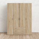 Space Oak Finish 4 Doors Wardrobe by Lavishway | Wardrobe-28817
