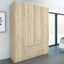 Space Oak Finish 4 Doors Wardrobe by Lavishway | Wardrobe-28816