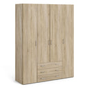 Space Oak Finish 4 Doors Wardrobe by Lavishway | Wardrobe-28820