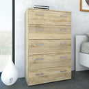 Space Oak Finish 5 Drawers Chest by Lavishway | Chest Of Drawers-28880