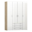 Space Oak & White High Gloss 4 Doors Wardrobe by Lavishway | Wardrobe-28800