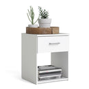 Space White 1 Drawer Bedside Table by Lavishway | Bedside Tables-28936