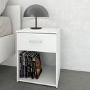 Space White 1 Drawer Bedside Table by Lavishway | Bedside Tables-28935