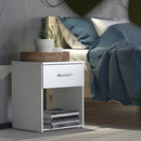 Space White 1 Drawer Bedside Table by Lavishway | Bedside Tables-28933