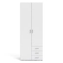 Space White 2 Doors 3 Drawers Wardrobe by Lavishway | Wardrobe-28851