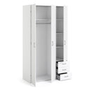 Space White 3 Doors 3 Drawers Wardrobe by Lavishway | Wardrobe-28829