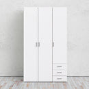 Space White 3 Doors 3 Drawers Wardrobe by Lavishway | Wardrobe-28824