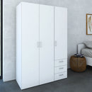 Space White 3 Doors 3 Drawers Wardrobe by Lavishway | Wardrobe-28825