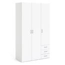 Space White 3 Doors 3 Drawers Wardrobe by Lavishway | Wardrobe-28826