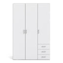 Space White 3 Doors 3 Drawers Wide Wardrobe by Lavishway | Wardrobe-28785