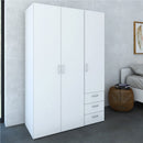 Space White 3 Doors 3 Drawers Wide Wardrobe by Lavishway | Wardrobe-28783