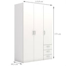 Space White 3 Doors 3 Drawers Wide Wardrobe by Lavishway | Wardrobe-28787