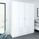 Space White Finish 4 Doors Wardrobe by Lavishway | Wardrobe-28795