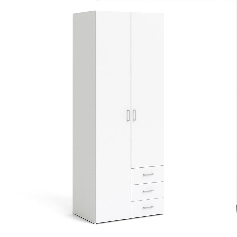 Space White 2 Doors 3 Drawers Wardrobe by Lavishway | Wardrobe-28850
