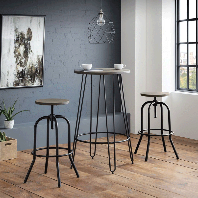 Spitfire Industrial Solid Wood Top Bar Stool by Lavishway | Bar Stools-60851