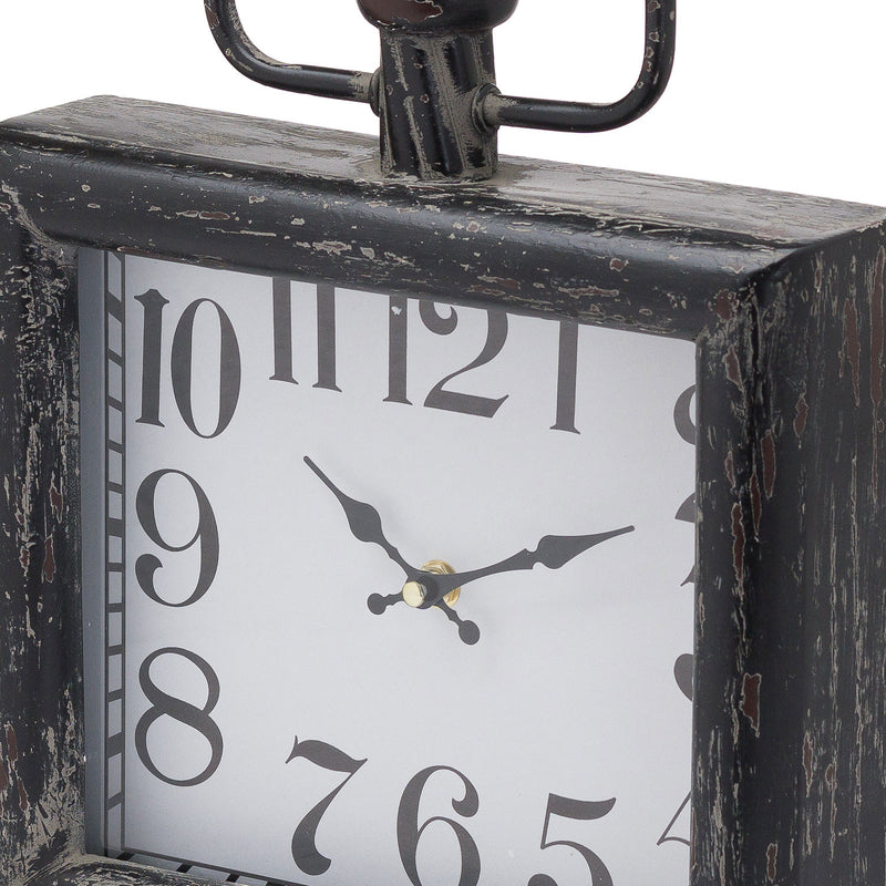 Square Dark Distressed Mantle Clock by Lavishway | Wall Clocks-51630