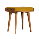 Braga Mustard Velvet Square Footstool by Lavishway | Footstool-57202