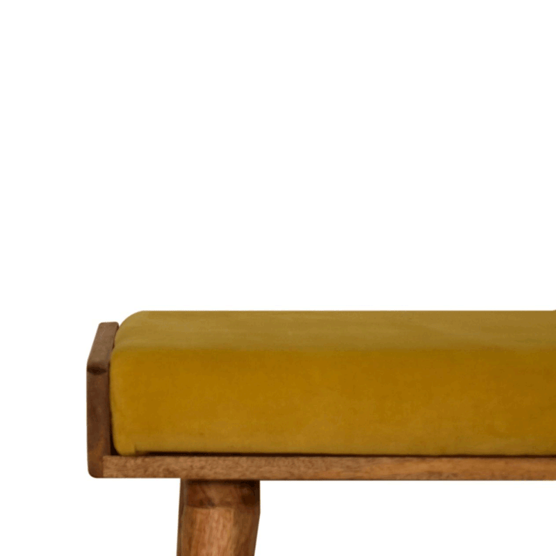 Braga Mustard Velvet Square Footstool by Lavishway | Footstool-57207