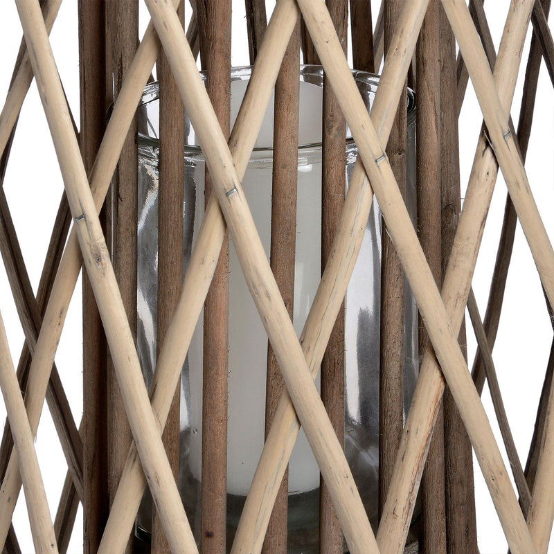 Standing Rope Texture Wicker Brown Lantern by Lavishway | Candle Holders-51370