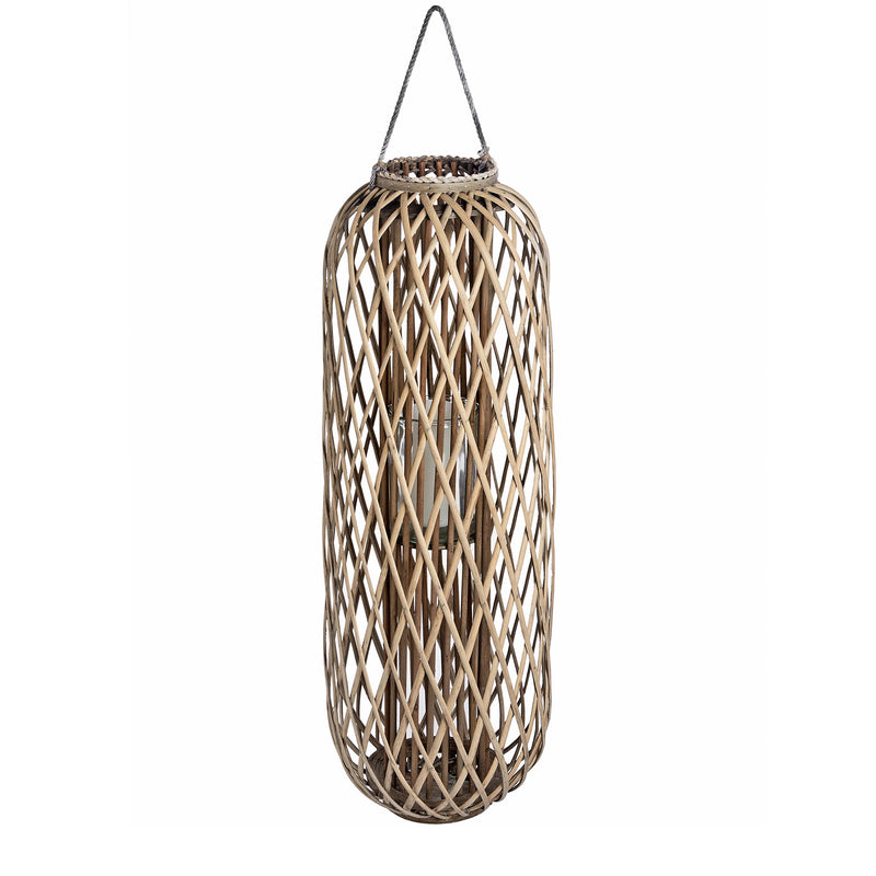 Standing Rope Texture Wicker Brown Lantern by Lavishway | Candle Holders-51368