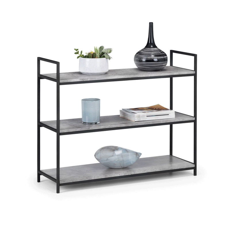 Staten Concrete Effect Top Low Bookcase by Lavishway | Book Shelves and Cabinets-60783
